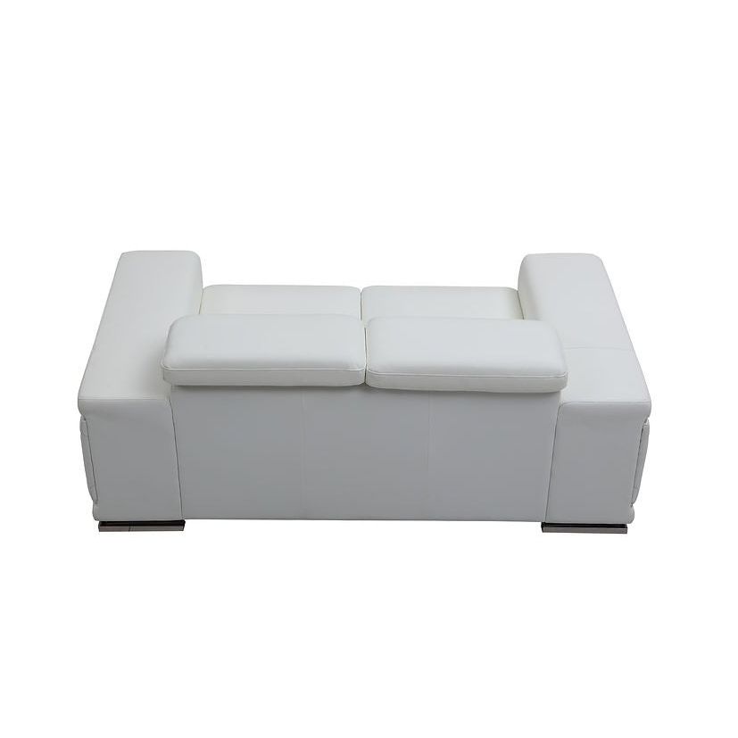 Adrian White Italian Leather Match Sofa Set
