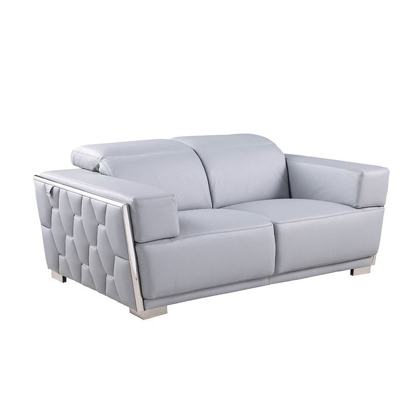 Hexor Light Blue Italian Leather Living Room Set