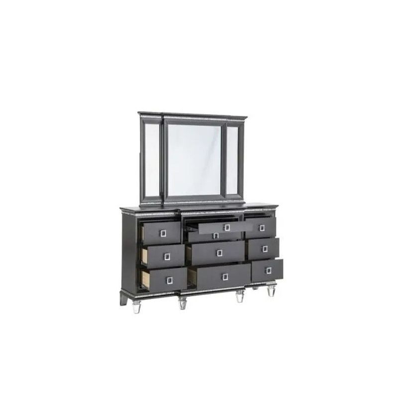 Madrid Dark Grey Storage Bedroom Set — LED Headboard