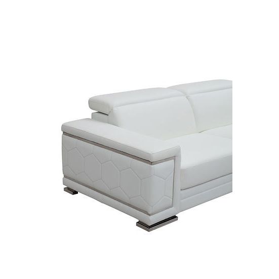 Adrian White Italian Leather Match Sofa Set