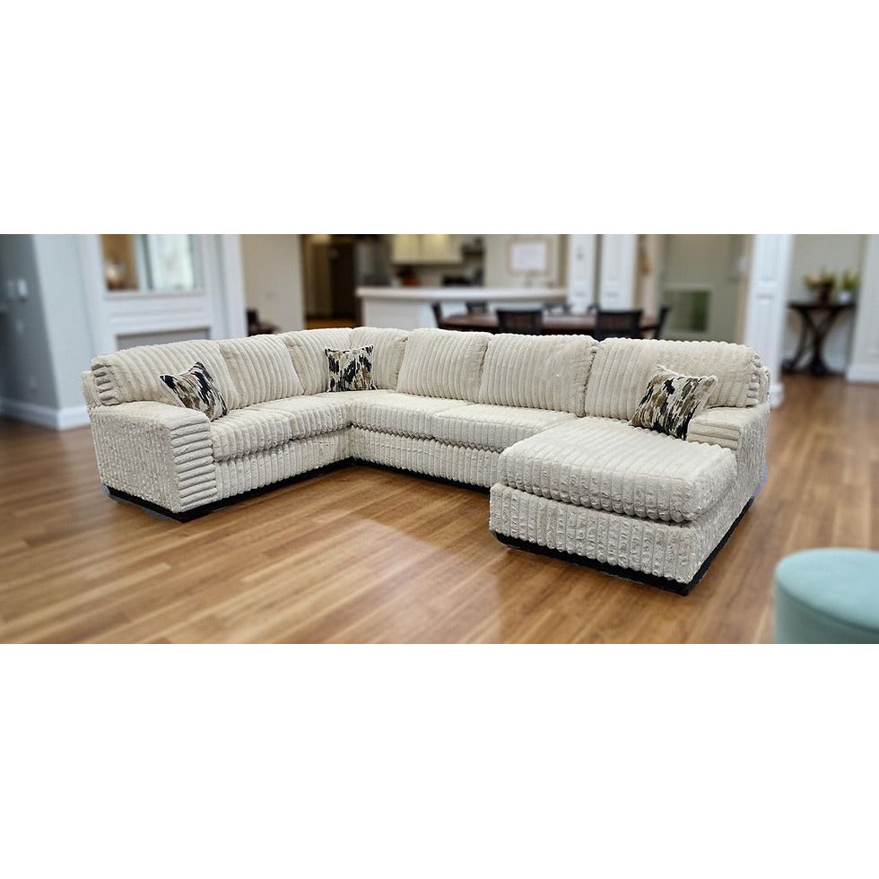 Austin 3-Piece Sectional — Thick Stripe Fabric, 4 Colors