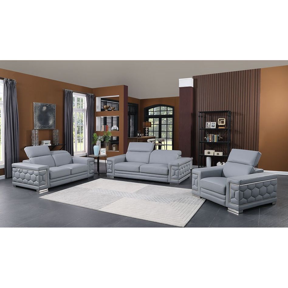 Favo Light Blue Italian Leather Living Room Set