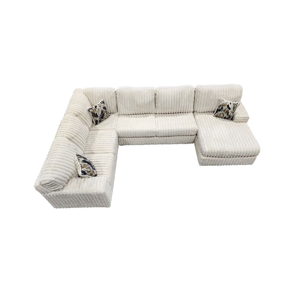 Austin 3-Piece Sectional — Thick Stripe Fabric, 4 Colors