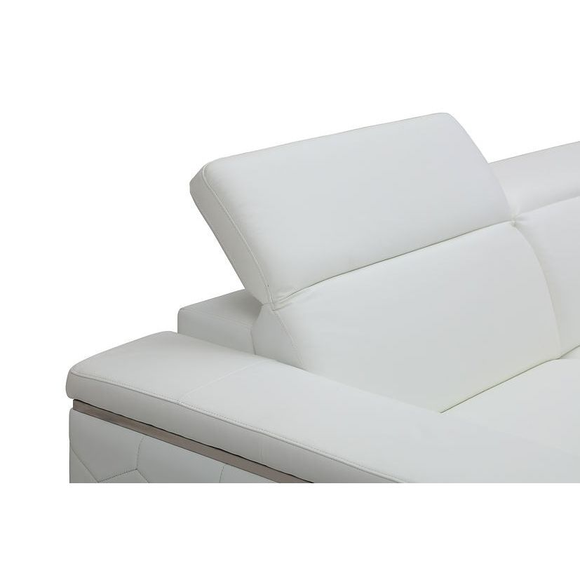 Adrian White Italian Leather Match Sofa Set