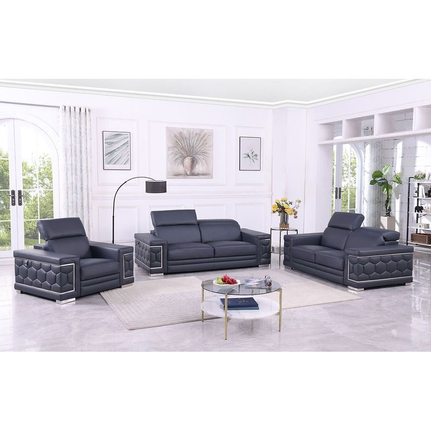 Favo Italian Leather Living Room Set, 3 Colors