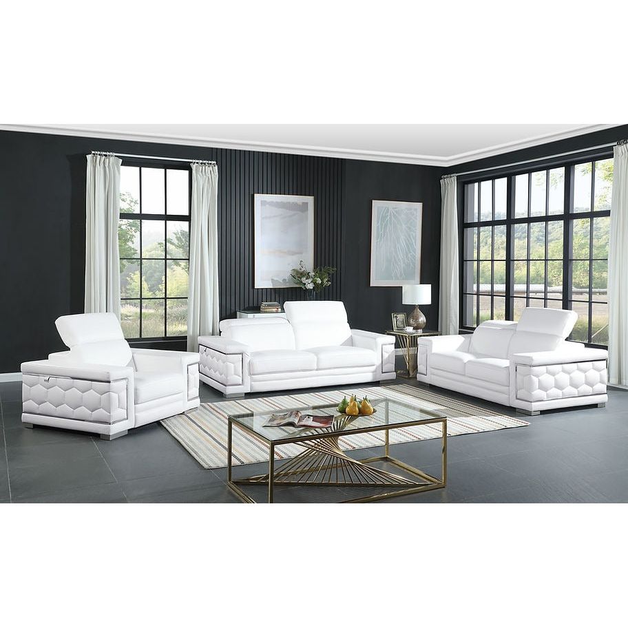 Favo Italian Leather Living Room Set, 3 Colors
