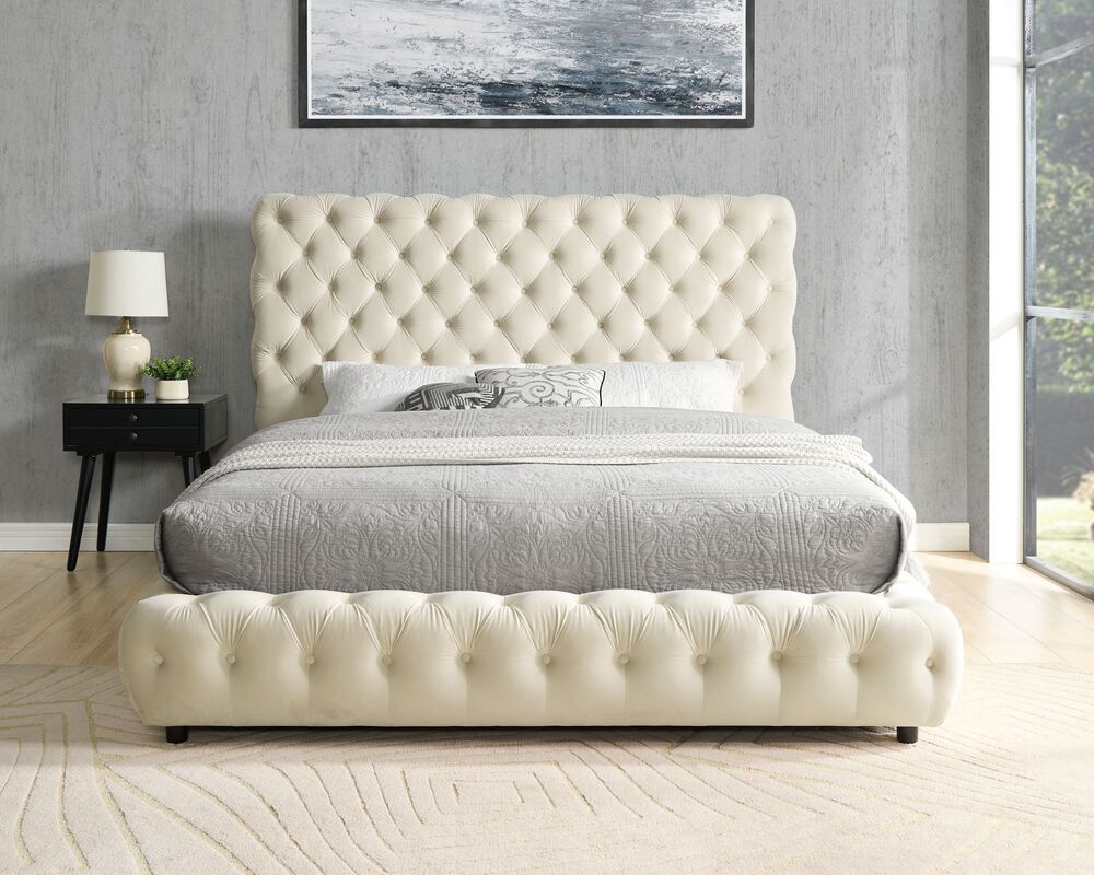 Dream Tufted Platform Bed — Queen or King, Beige, Gray or Black