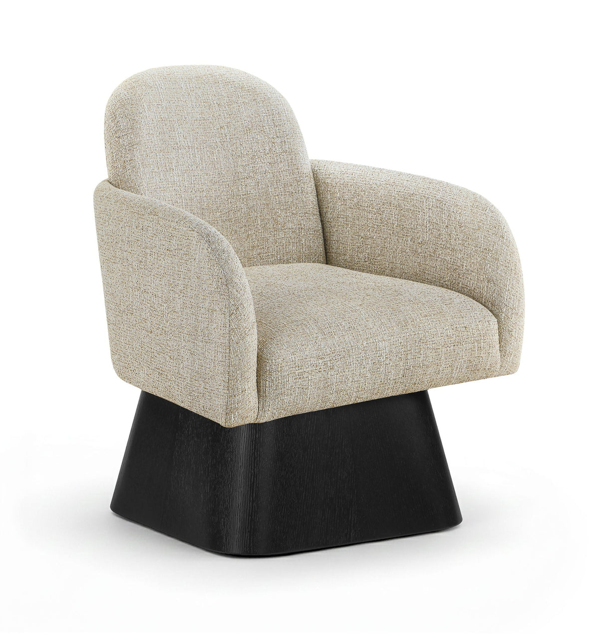Marlowe - Linen Textured Fabric Upholstered Swivel Accent Chair with Black Base