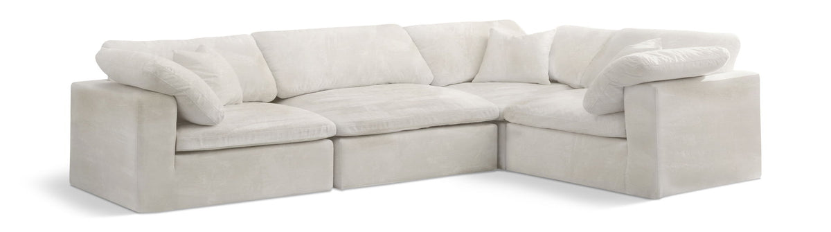 Cozy Velvet Modular Sectional — 4-Piece Corner Sectional — Cream