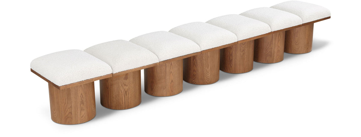 Pavilion Modular Bench 7-Piece Bench, 126"W x 15.5"D — Cream / Brown Base