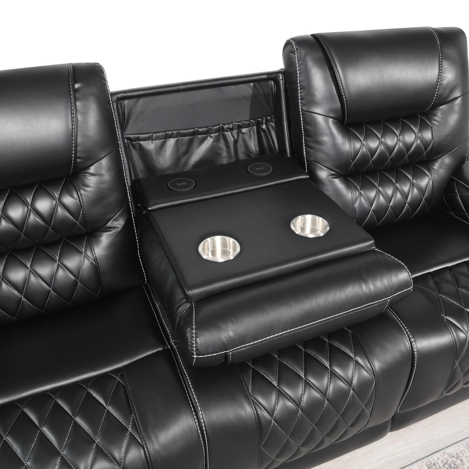 U140 - Motion Sofa With Drop Down - Black