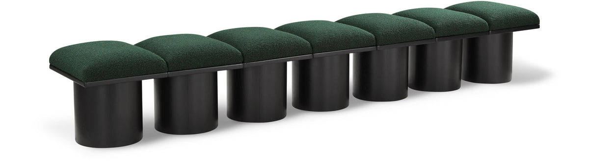 Pavilion Modular Bench 7-Piece Bench, 108.5"W x 18"D — Green / Black Base