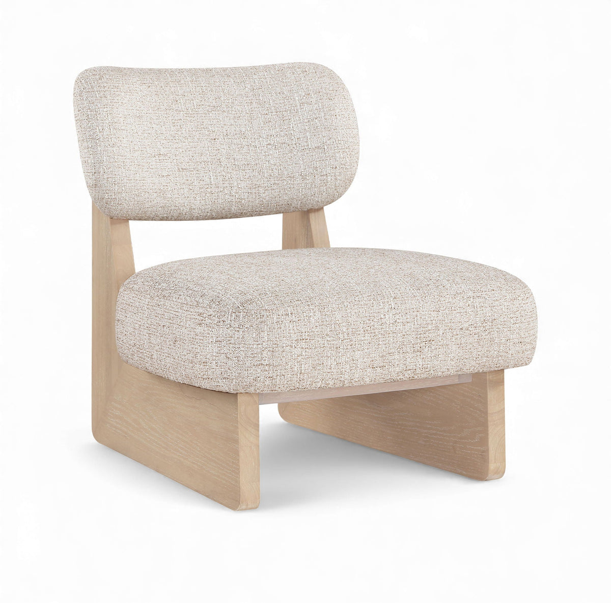 Vetra - Linen Textured Fabric Upholstered Accent Chair with Natural Base