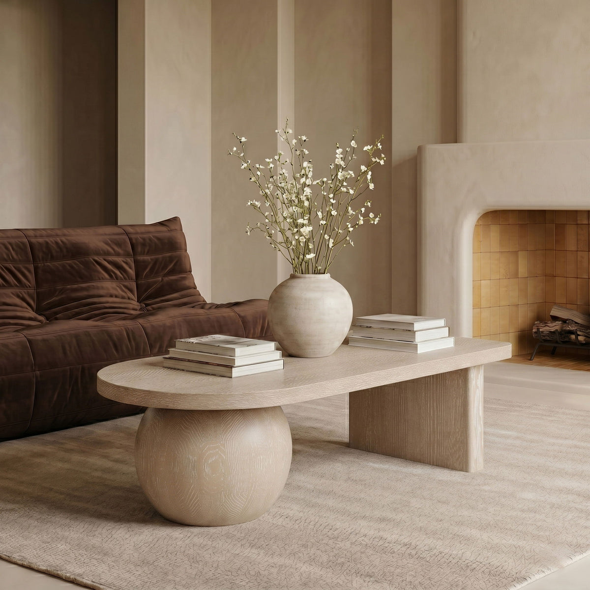 Solum Ash Wood & Oak Veneer Coffee Table — Brown or Natural