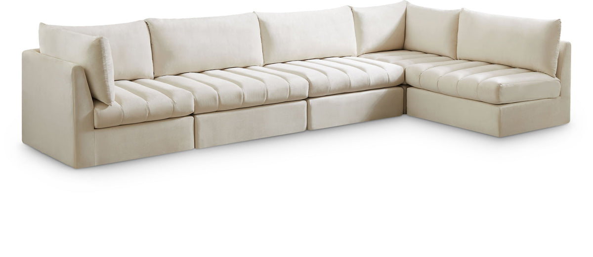 Jacob Velvet Modular Sectional — 5-Piece Sectional — Cream