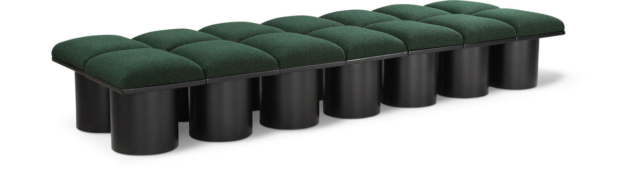 Pavilion Modular Bench 14-Piece Bench, 108.5"W x 36"D — Green / Black Base