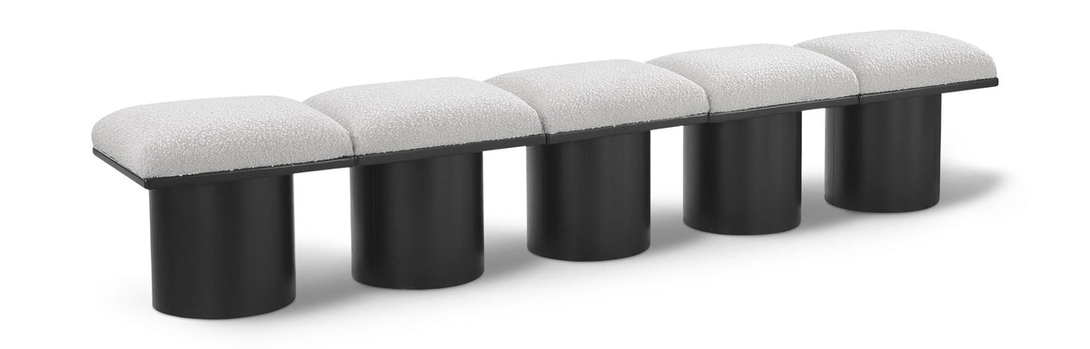 Pavilion Modular Bench 5-Piece Bench, 90"W x 15.5"D — Cream / Black Base