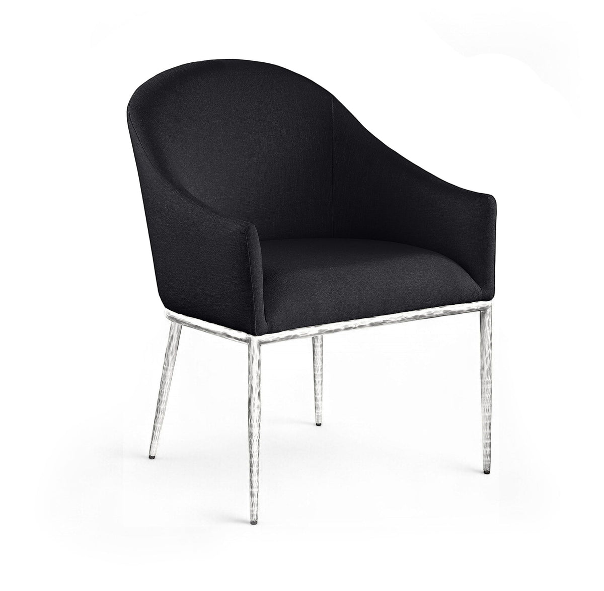 Ferro Performance Fabric Dining Arm Chair with Brushed Silver Legs