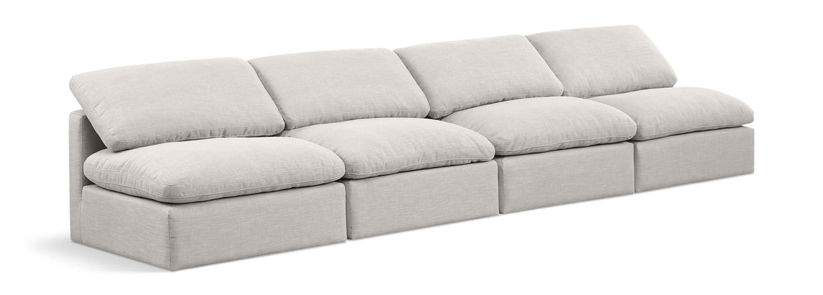 Indulge Linen Modular Sectional — 4-Piece Armless Sofa — Cream