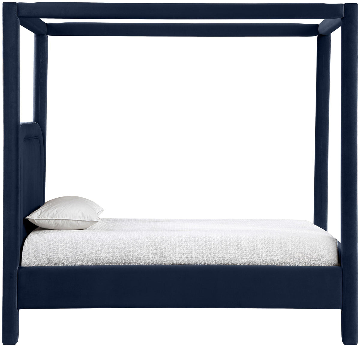 Salina Velvet Upholstered Canopy Bed — 10 Colors, Twin to King