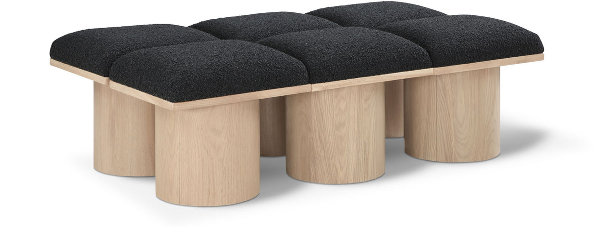 Pavilion Modular Bench 6-Piece Bench, 54"W x 31"D — Black / Natural Base