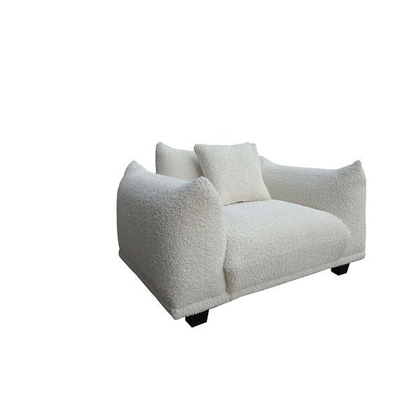 Homey White Teddy Fabric Sofa & Oversize Chair