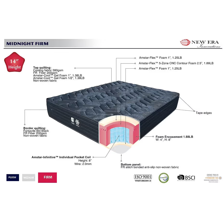 Midnight 14-Inch Firm Innerspring Mattress