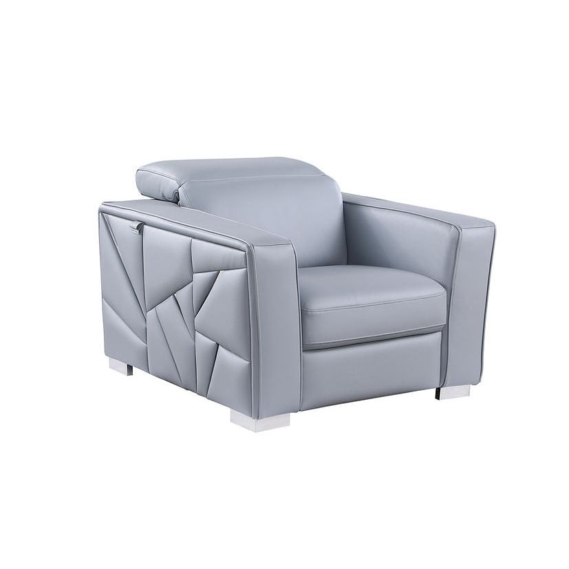 Astra Light Blue Italian Leather Living Room Set