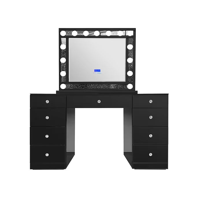 Ella Black Vanity Set — LED Lighting & Bluetooth Speaker