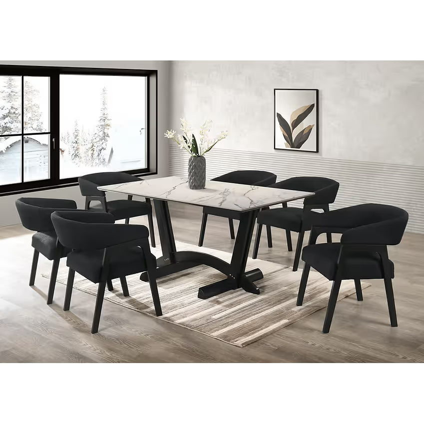 Nava Black Teddy Fabric Dining Chairs — Set of 2