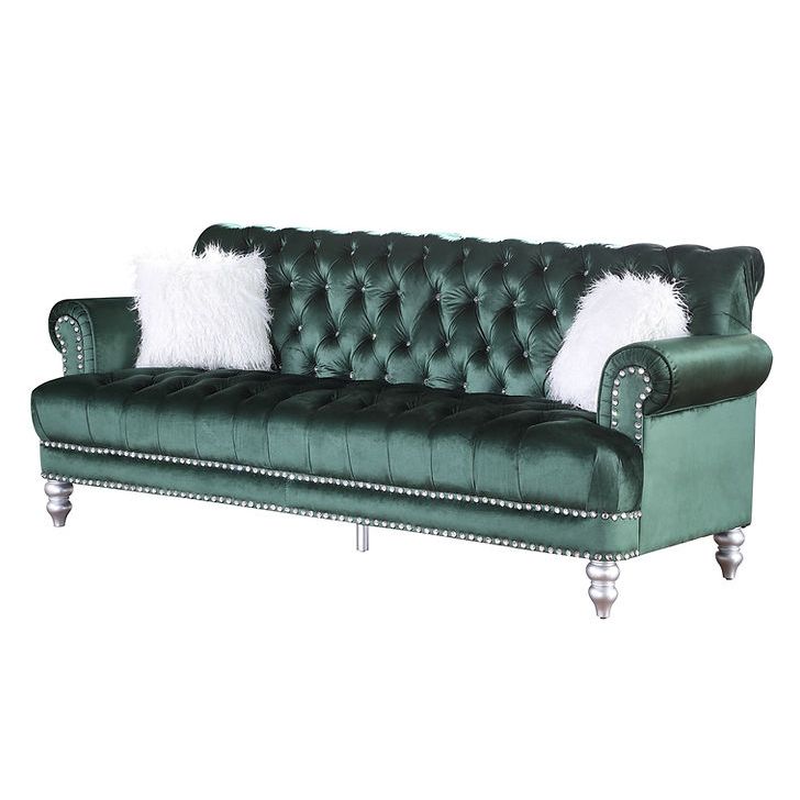 Royal Green Velvet Sofa & Loveseat Set