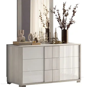 Tower White Bedroom Set — Italian Made with LED Bed
