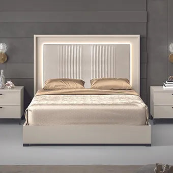 Carina Pearl High Gloss Bedroom Set — Soft-Close Drawers