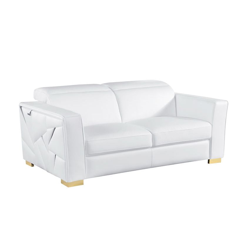 Astra White Italian Leather Living Room Set