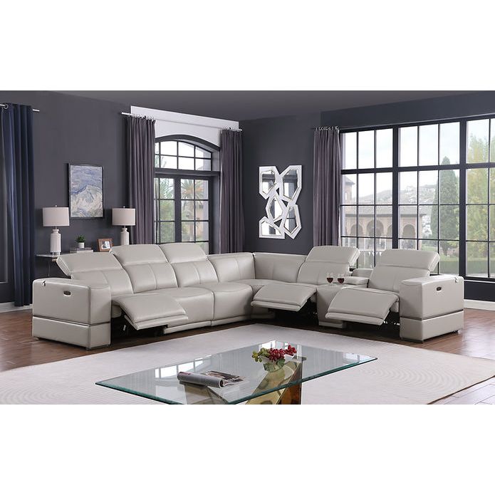 Franco Leather 7-Piece Sectional — Power Recline, 2 Colors