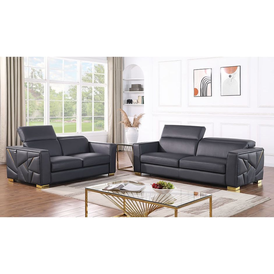 Astra Italian Leather Living Room Set, 3 Colors
