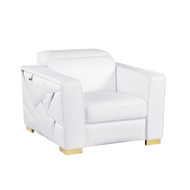 Astra White Italian Leather Living Room Set