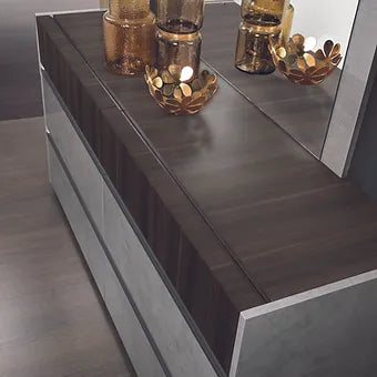 Cindy Grey High Gloss Bedroom Set — Italian Made LED Headboard