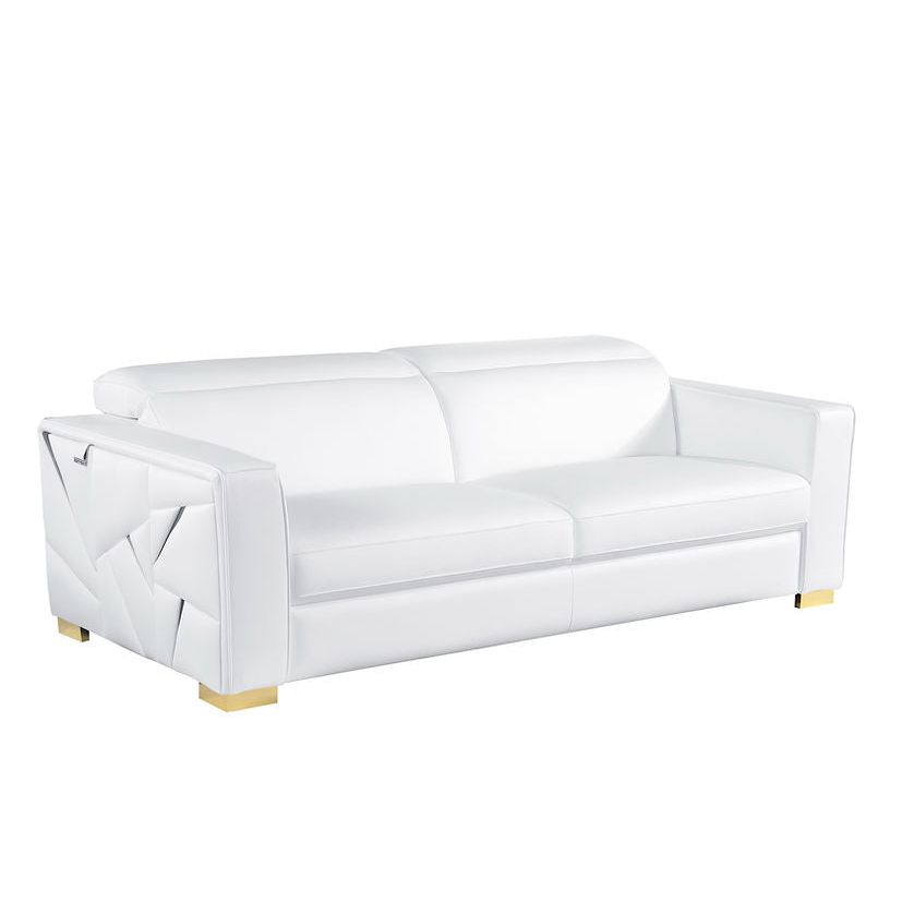 Astra White Italian Leather Living Room Set
