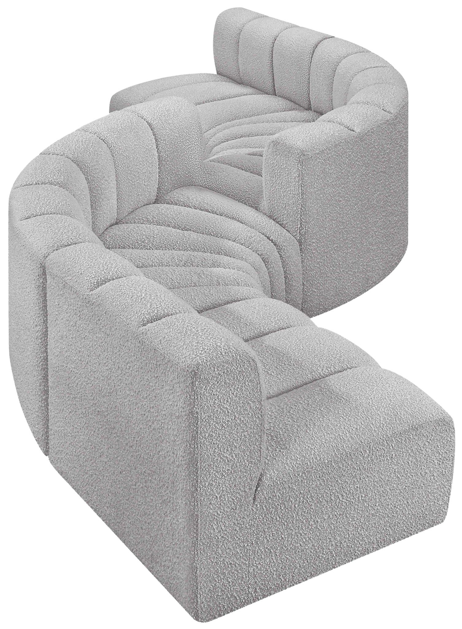 Arc - Boucle Fabric 6 Piece Modular Sofa - Black