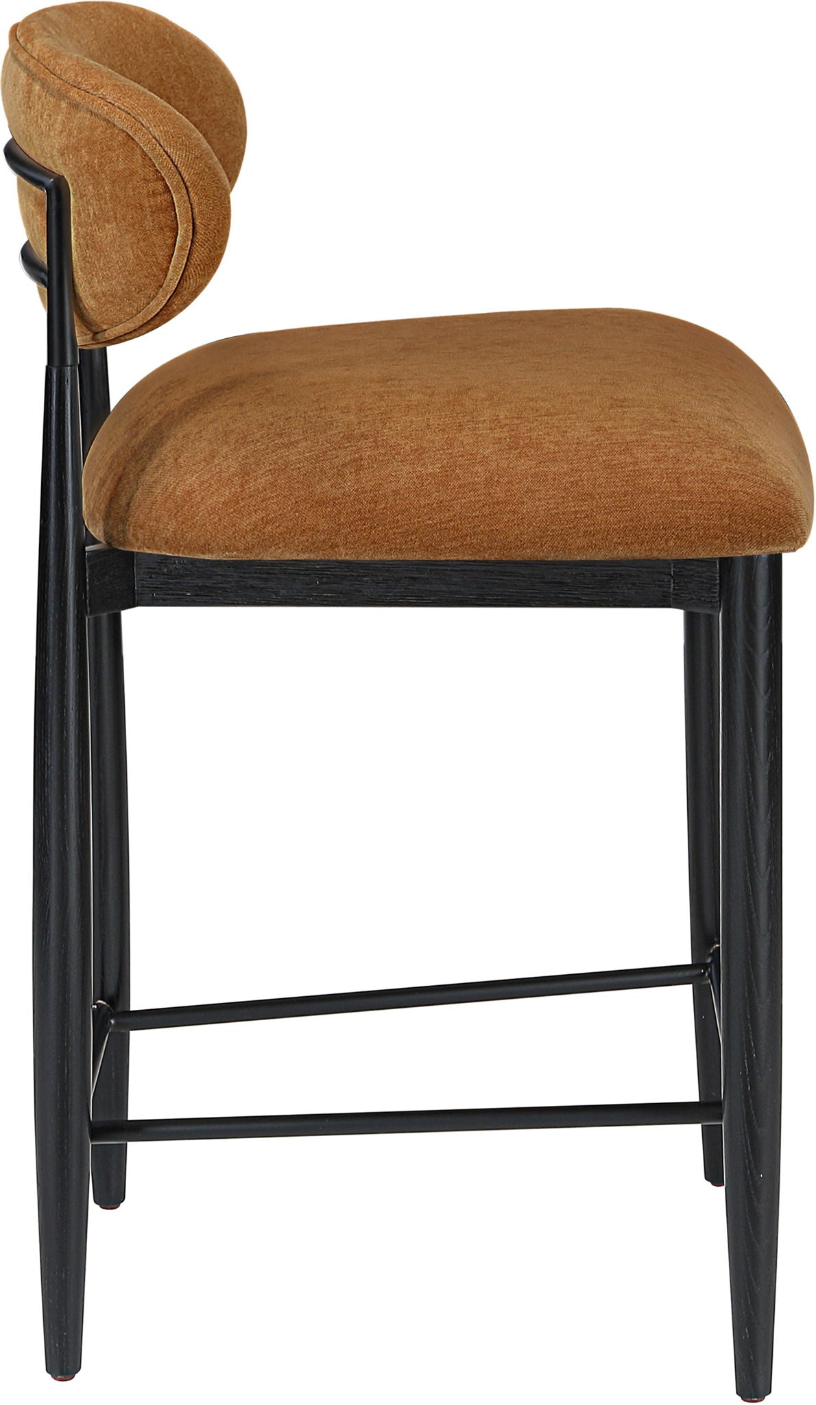 Riccio Fabric Counter Stool with Black Frame & Black Accents