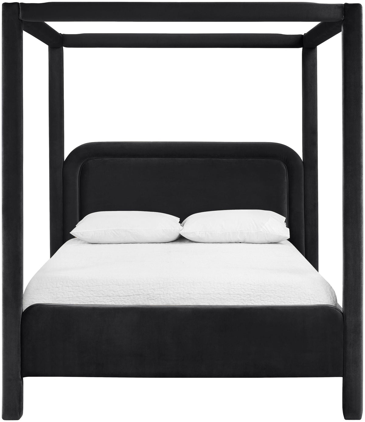 Salina Velvet Upholstered Canopy Bed — 10 Colors, Twin to King