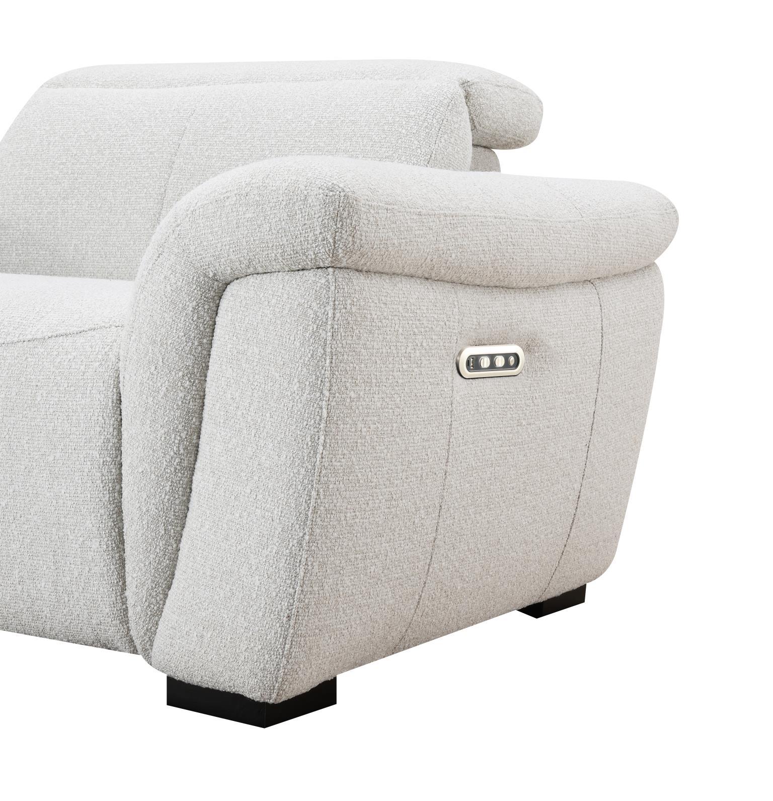 U15 White 6 Piece Beige Power Reclining Sectional With Power Headrest