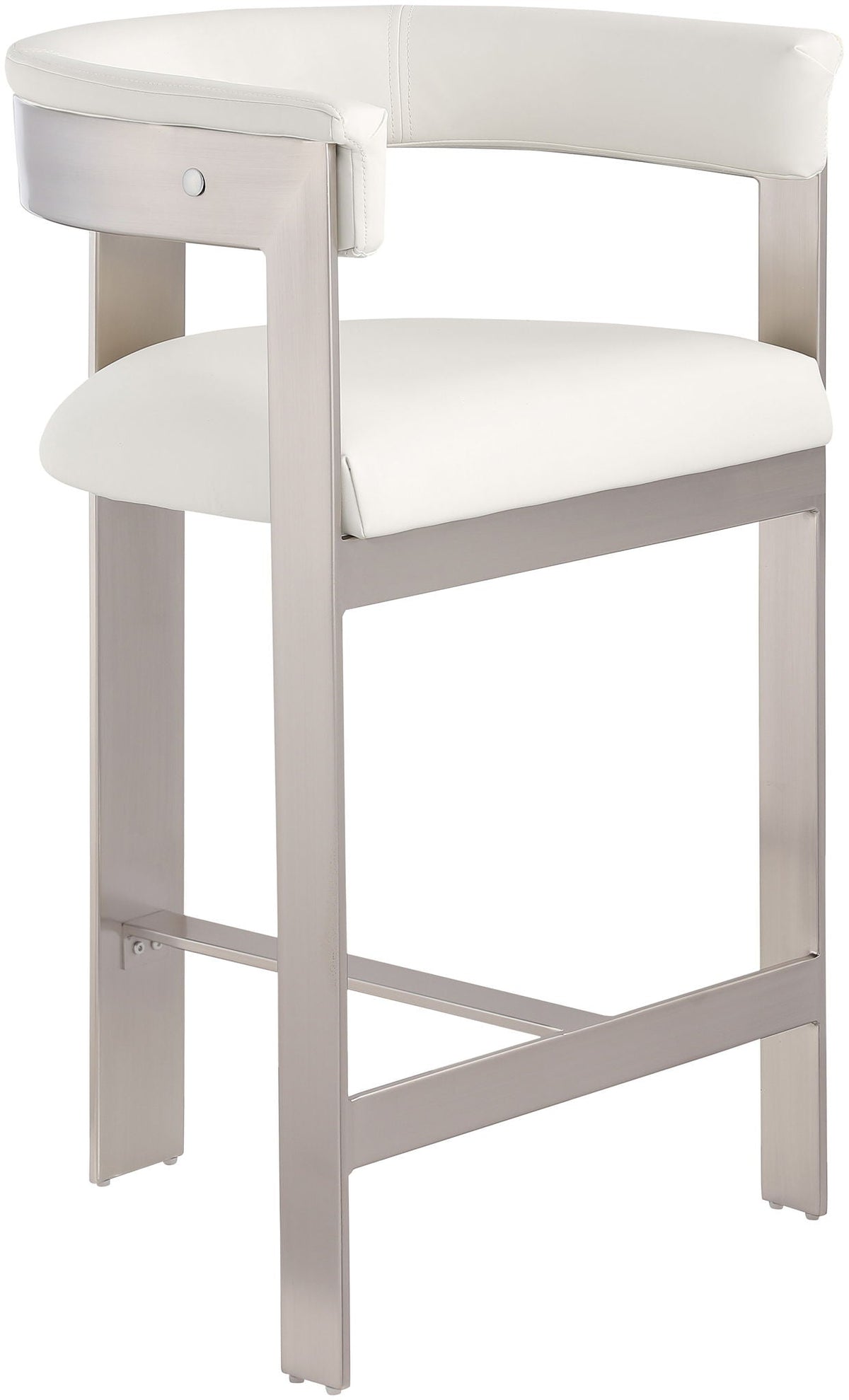 Romeo - Faux Leather Counter Stool (Set of 2) with Silver Base