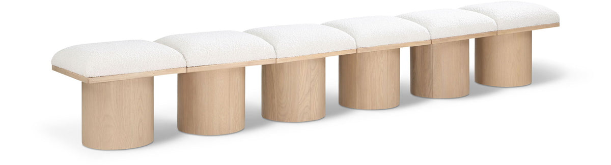 Pavilion Modular Bench 6-Piece Bench, 108"W x 15.5"D — Cream / Natural Base