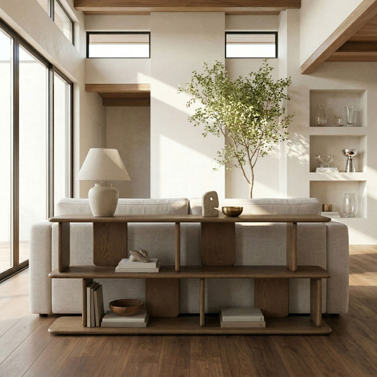 Nexa Oak Veneer Media Console — Black, Brown or Natural