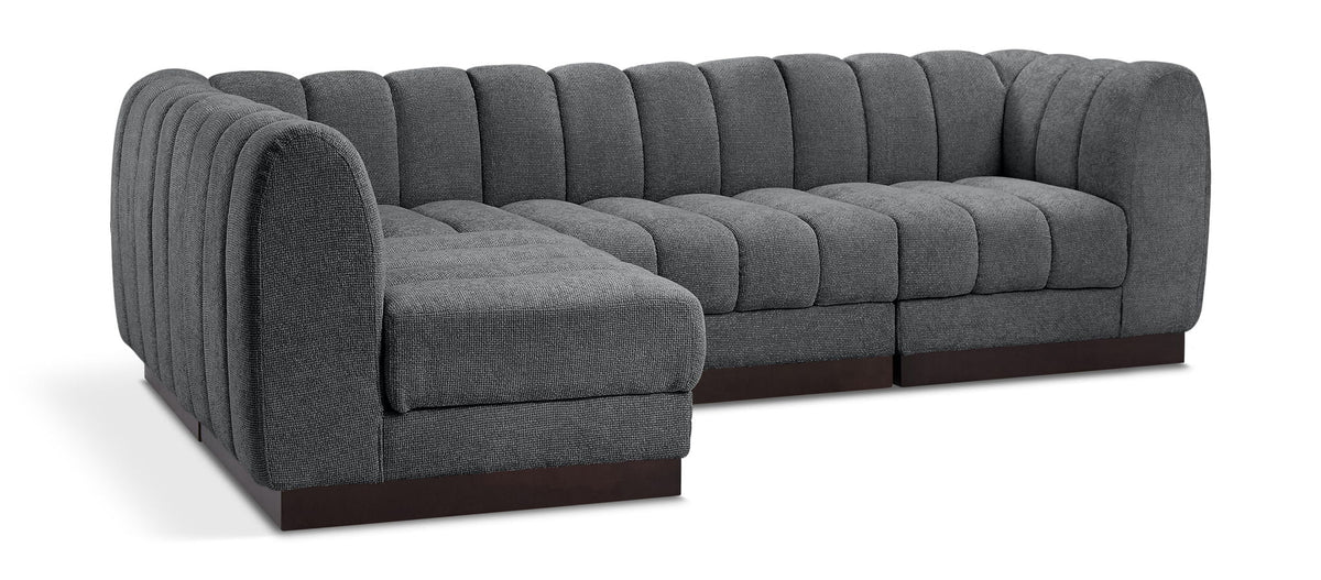 Quinn Chenille Modular Sectional — 4-Piece Sectional — Grey