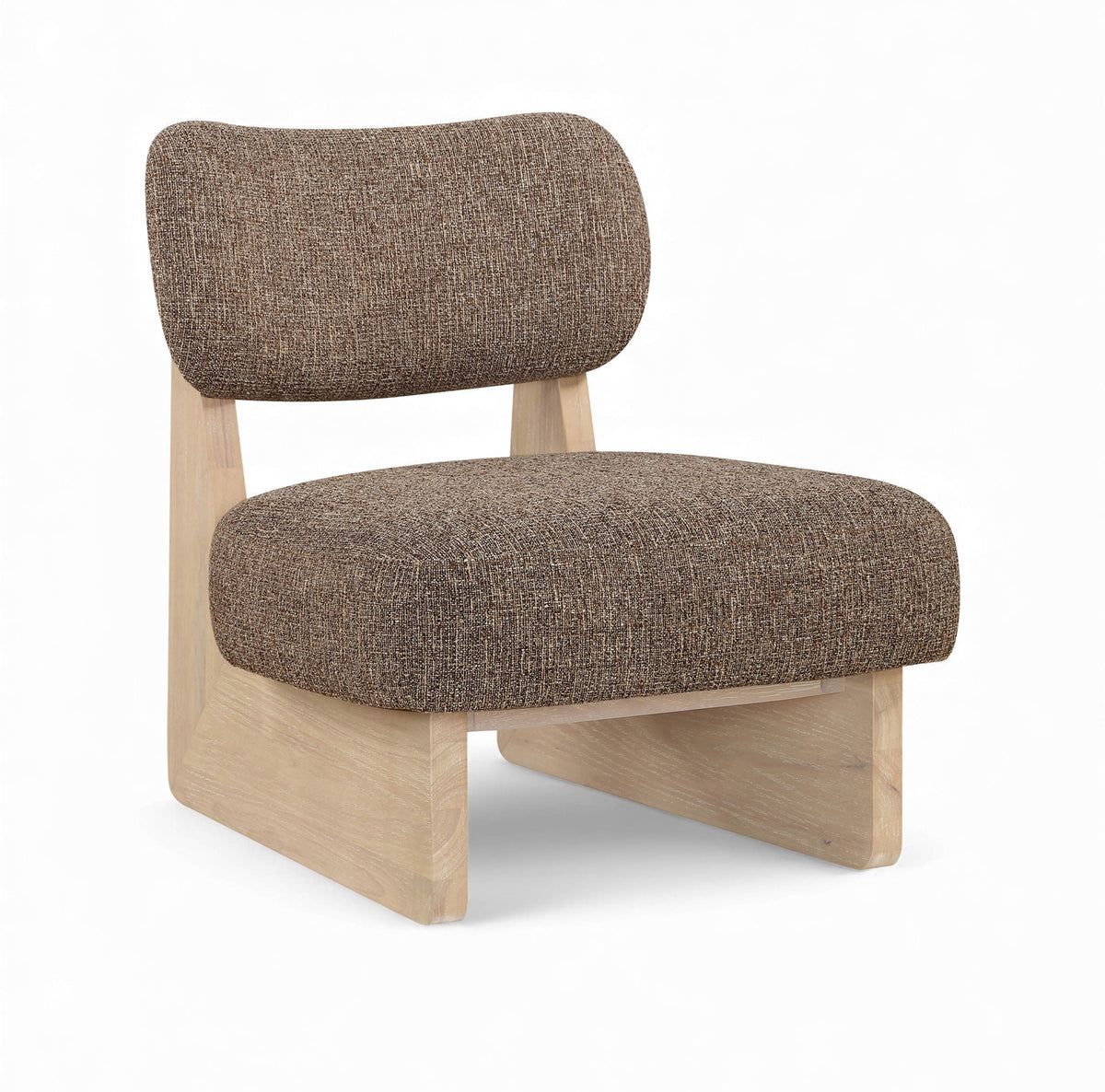 Vetra - Linen Textured Fabric Upholstered Accent Chair with Natural Base
