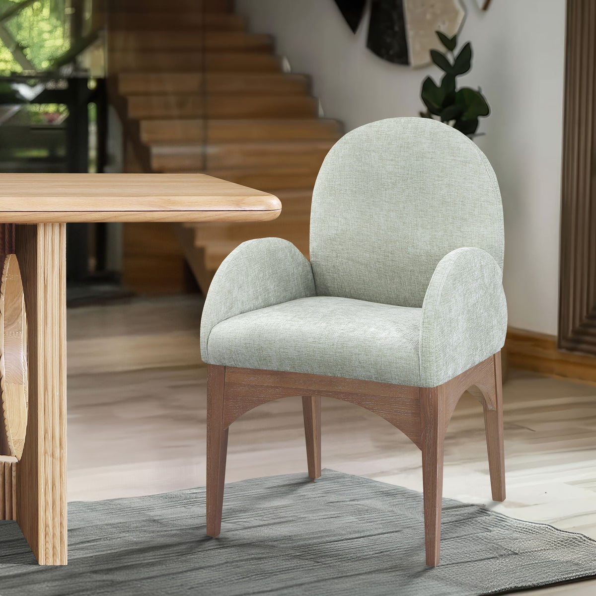 Waldorf - Chenille Dining Arm Chair with Natural Legs