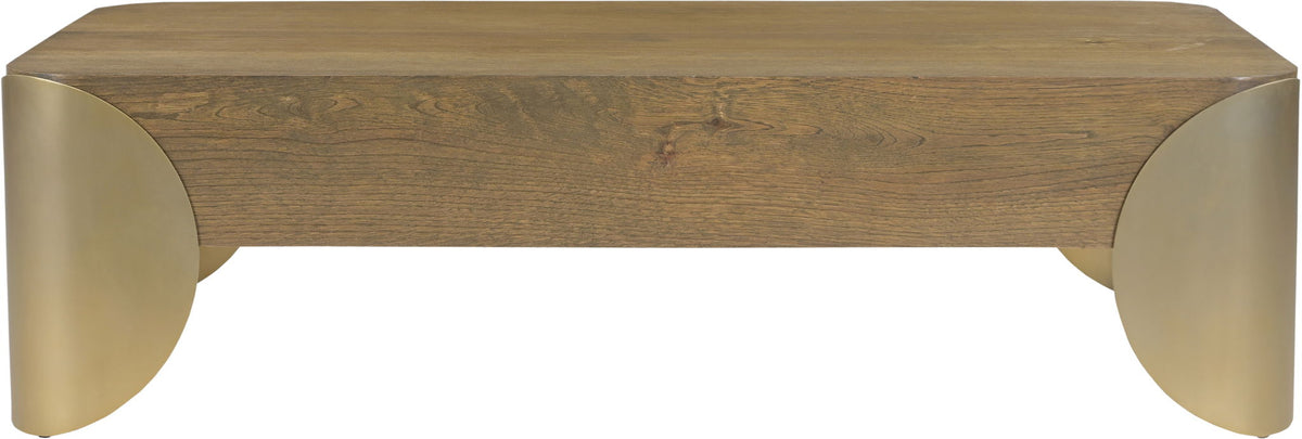 Cazari Oak Wood and Iron Coffee Table